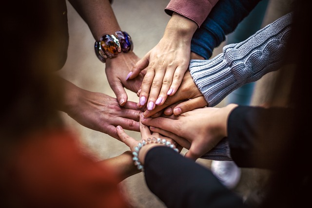 Team joining hands