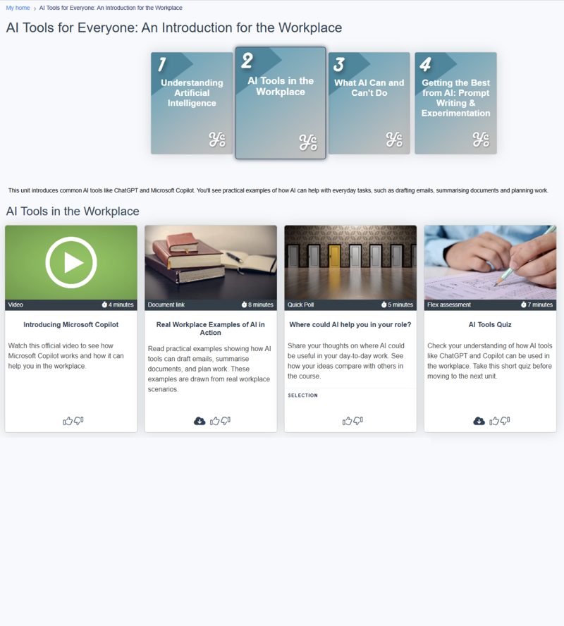 Platform Dashboard Unit 2 — AI Tools in the Workplace