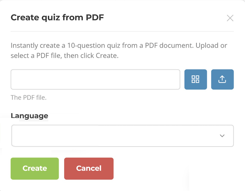 Screen shot of Flexassessment create quiz form