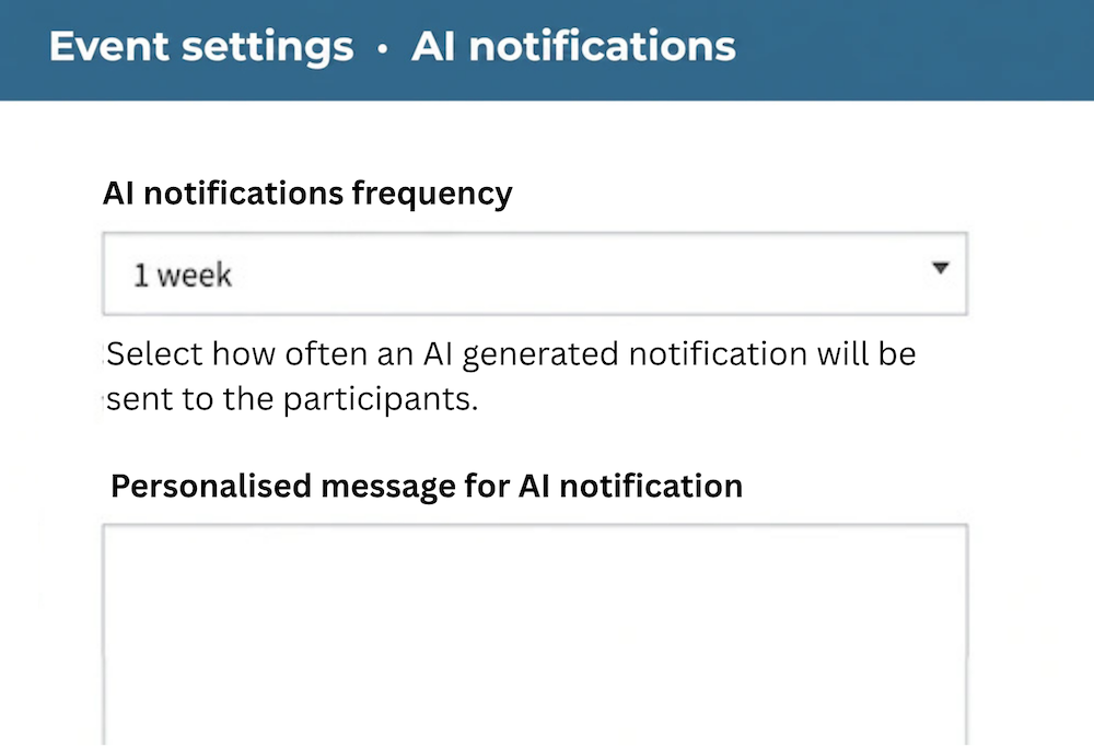Set up AI notifications for learners screen shot of how to select frequency and personalise