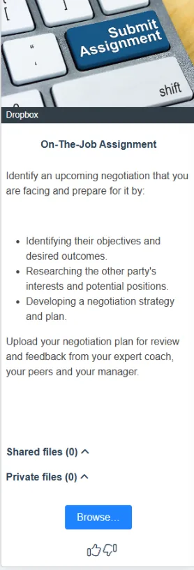 On-The-Job Assignment activity card